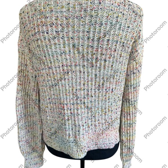 Maurices Medium Ecru Multicolor Flecked Long Sleeve Button Cardigan - Picture 3 of 5